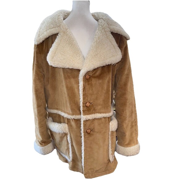 Vintage William Barry Corduroy Sherpa Lined Coat Jacket 70s 80s Made in USA - Picture 1 of 12